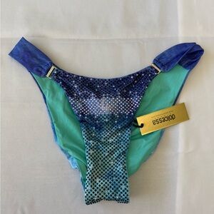 NWT‎ Dolcessa Iceberg Crystalized Ombré Bikini Bottom Scrunch Back